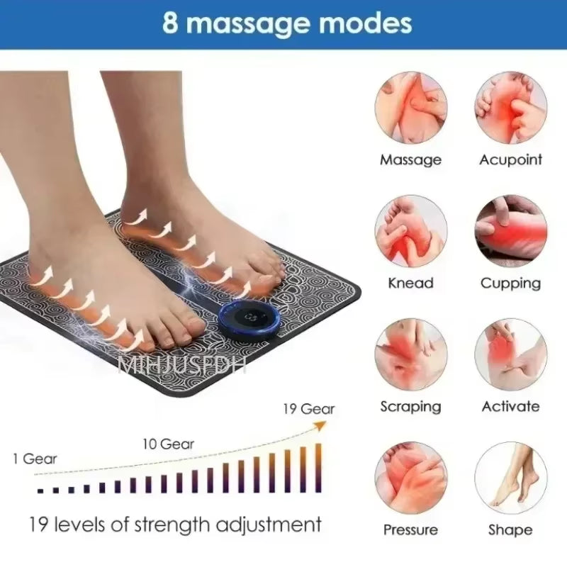 Electric EMS Foot Massager Pad Electrical Muscle Stimulation Foot Massager USB Charging Portable Feet Acupoints Massage Mat