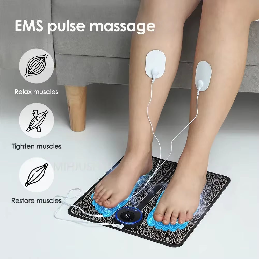 Electric EMS Foot Massager Pad Electrical Muscle Stimulation Foot Massager USB Charging Portable Feet Acupoints Massage Mat