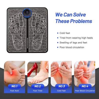 Electric Foot Massager Pad Electrostimulator Massage Mat EMS Muscle Massager Relax Feet Massage Fitness Masajeador USB Charging